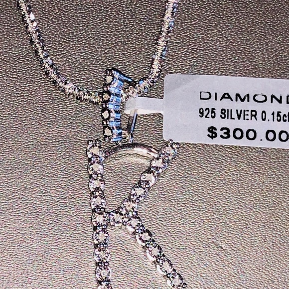 Stunning real diamond initial pendant w /beautiful Turkish chain not CZ not fake - Picture 3 of 9